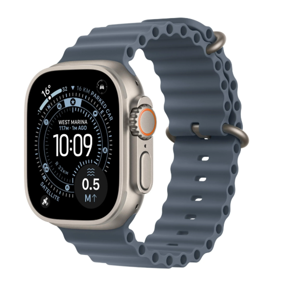 Apple Watch Ultra 3 49mm GPS + Cellular – Natural Titanium Case with Anchor Blue Ocean Band