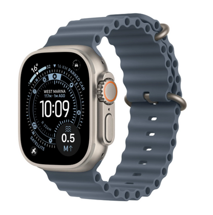 Apple Watch Ultra 3 49mm GPS + Cellular – Natural Titanium Case with Anchor Blue Ocean Band