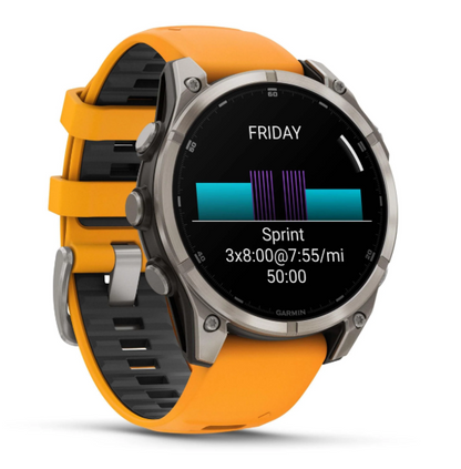 Garmin fēnix 8 47mm AMOLED Sapphire Titanium – Spark Orange & Graphite Band